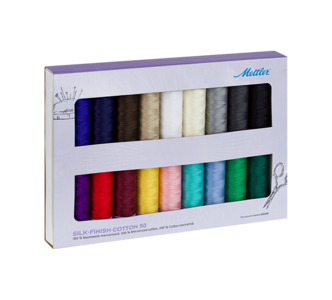 Image of a SILK-FINISH COTTON kit of 18 spools colored SILK-FINISH COTTON kit of 18 spools spool